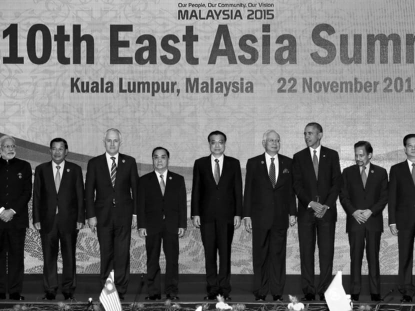 Foreign leaders at last year’s East Asia Summit (EAS) in Kuala Lumpur. Given its exclusion from the ASEAN Plus Three, the US prefers the EAS, a view also held by Russia, India, Australia and New Zealand, which are also not part of APT. Photo: Reuters