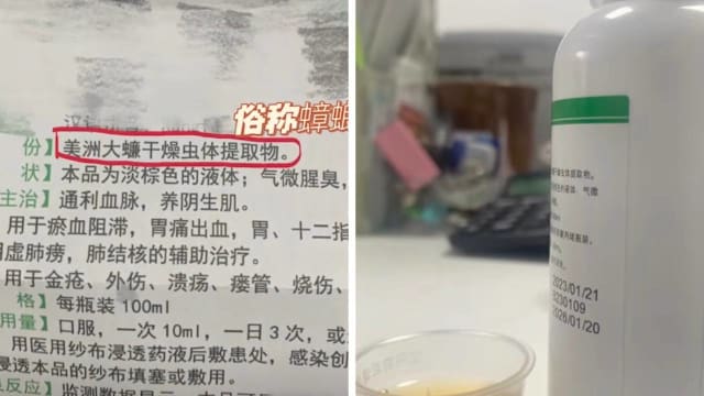 中国女子因胃病喝中药 竟发现成分含蟑螂