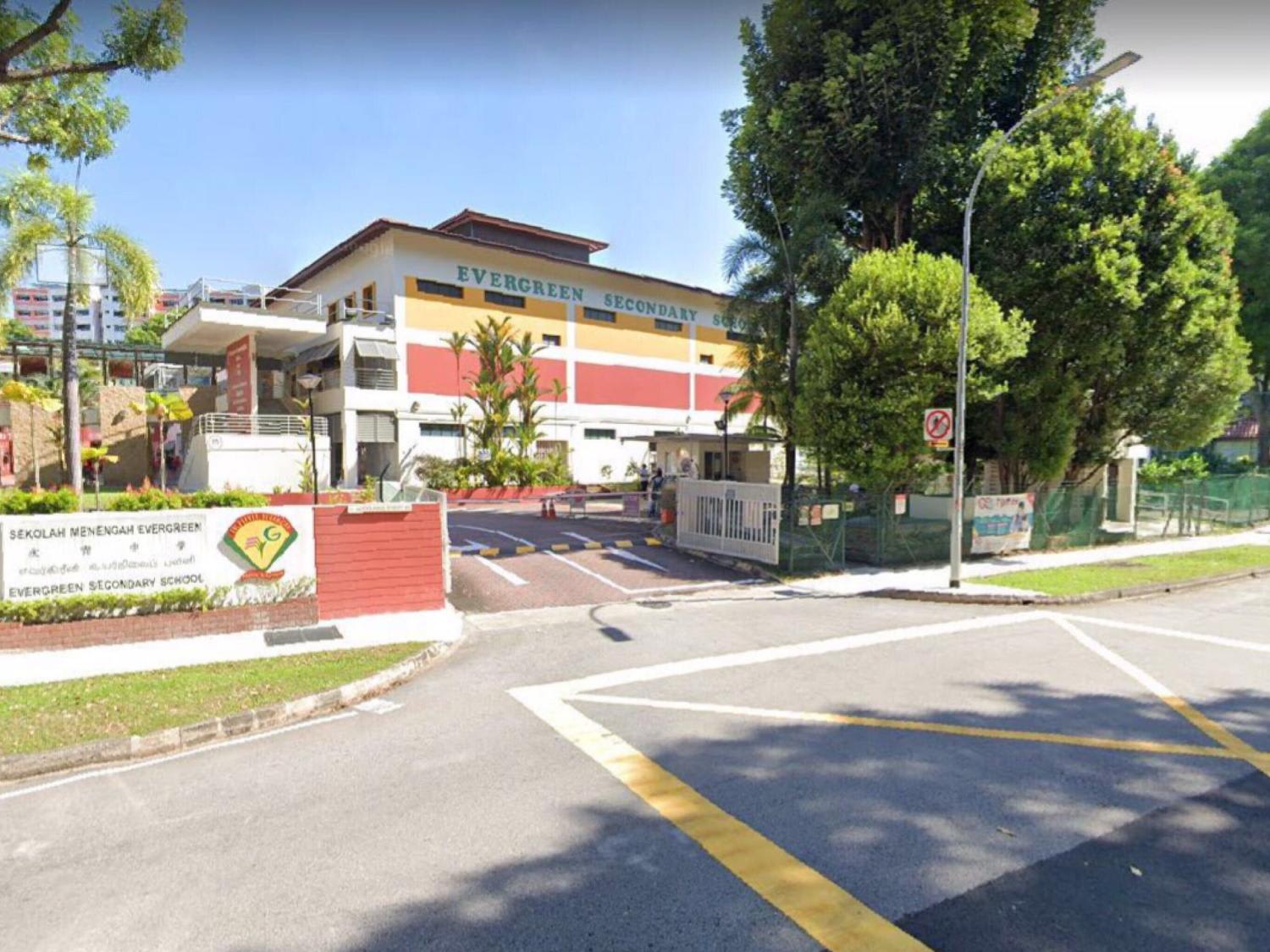 Exterior view of Evergreen Secondary School in Woodlands. Exterior view of Evergreen Secondary School in Woodlands. 