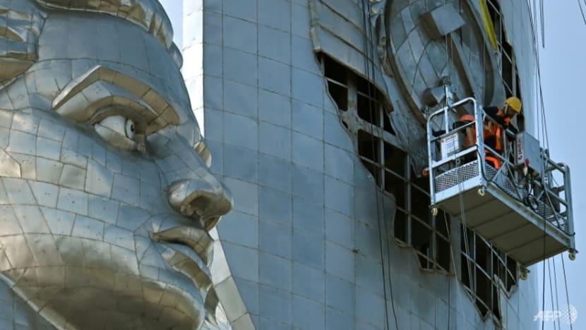 'War for identity': Kyiv pulls hammer, sickle from giant war WWII statue