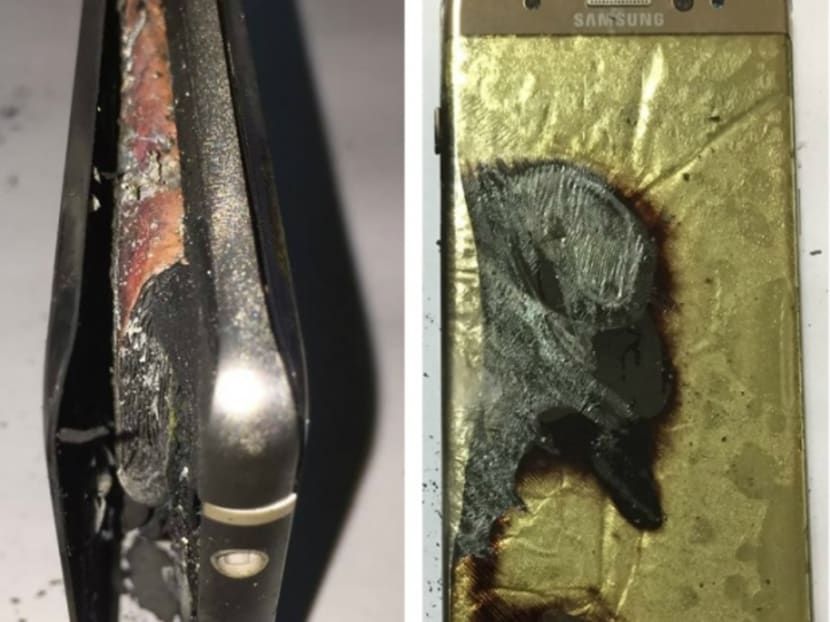 Mr Robson Ng's burnt Samsung Galaxy Note 7. Photo: The Malay Mail Online