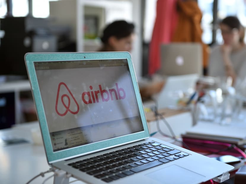 A picture shows the logo of online lodging service Airbnb displayed on a computer screen in the Airbnb offices in Paris on April 21, 2015.  Photo: AFP