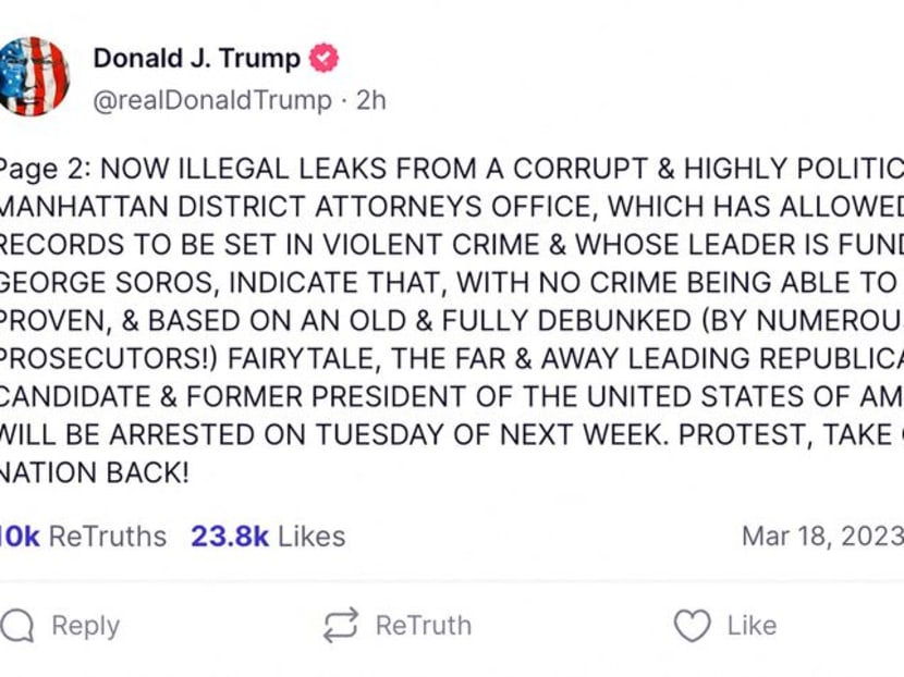 Trump says he expects to be arrested on Tuesday, calls for protests Trump says he expects to be arrested on Tuesday, calls for protests