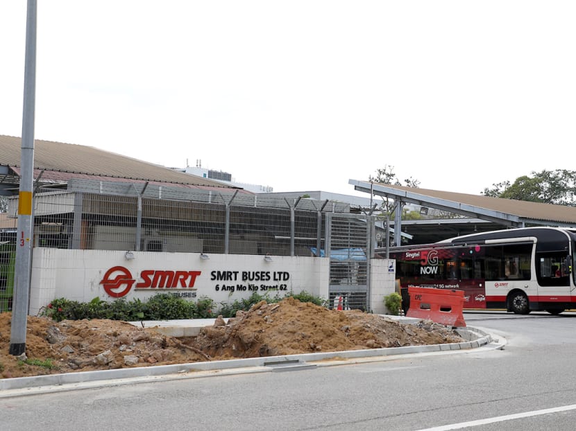 A stop-work order was issued to a repair centre at Ang Mo Kio Depot (pictured) after a man died and another was injured in an accident there.