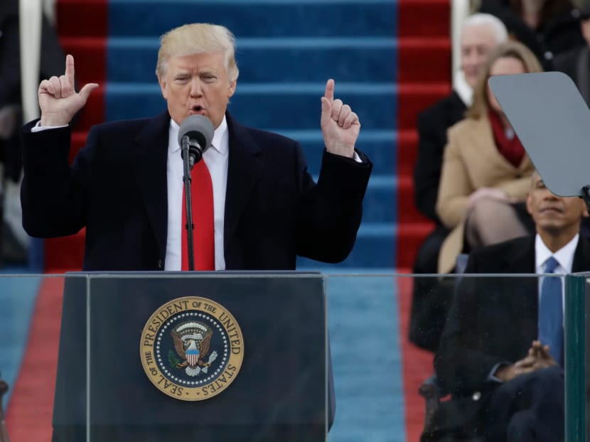 US President Donald Trump delivers his inaugural address after being sworn in as the 45th president of the United States during the 58th Presidential Inauguration at the US Capitol in Washington on Jan 20, 2017. Photo: AP