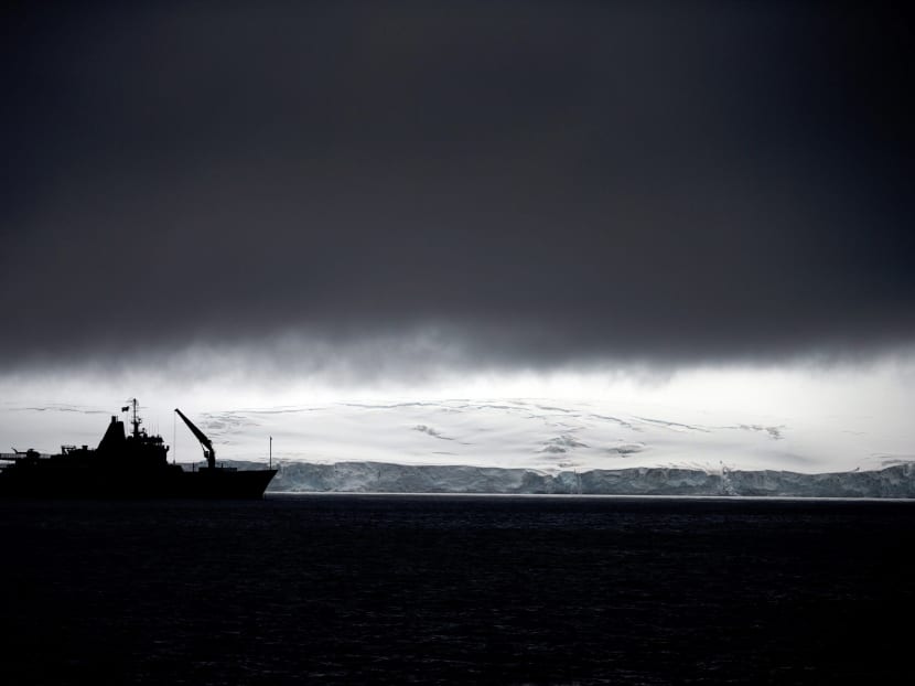FILE In this Jan. 25, 2015 file photo, Chile's Navy ship Aquiles moves alongside the Hurd Peninsula, seen from Livingston Islands, part of the South Shetland Islands archipelago in Antarctica. Antarctica’s ozone hole is finally starting to heal, a new study finds. AP file photo