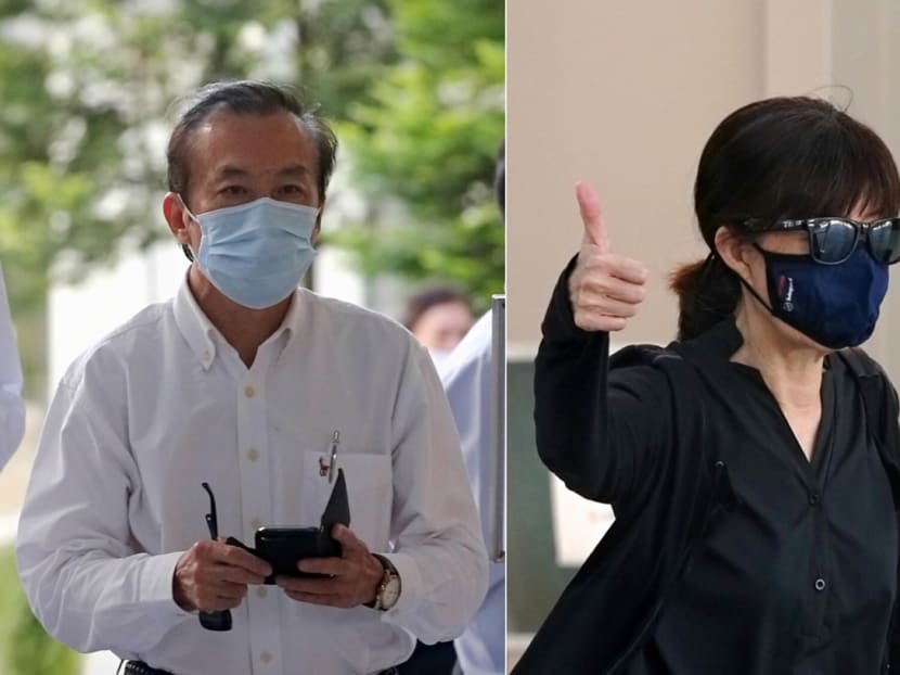 Teo Chu Ha (left) was sentenced to four years and two months’ jail, while his sister Judy Teo was sentenced to three years and five months’ jail.