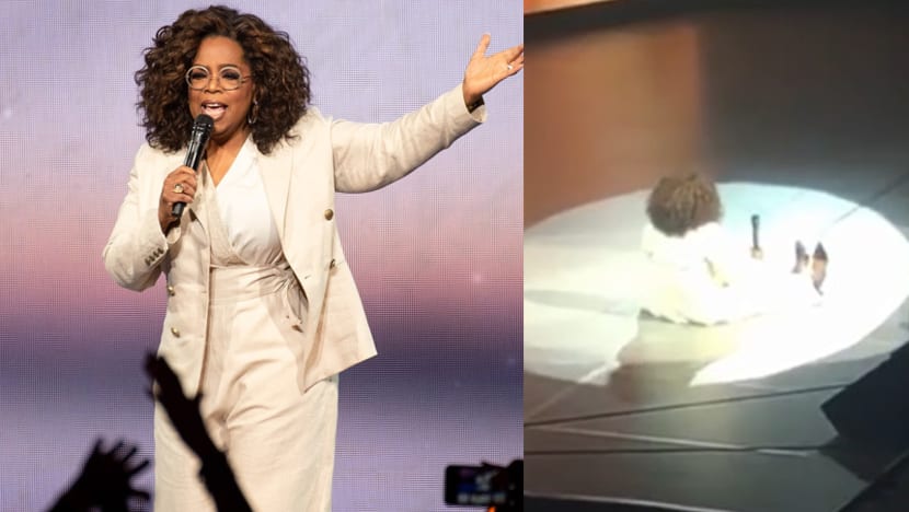 Oprah Winfrey Trips Onstage During 2020 Vision Speaking Tour While Talking About Balance