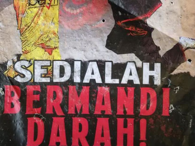 A poster that reads "Chinese Bersih participants, prepare for bloodbath" was found displayed in various locations in Penang. Malaysian Police are investigating it as a seditious act. Photo: DAP/Twitter