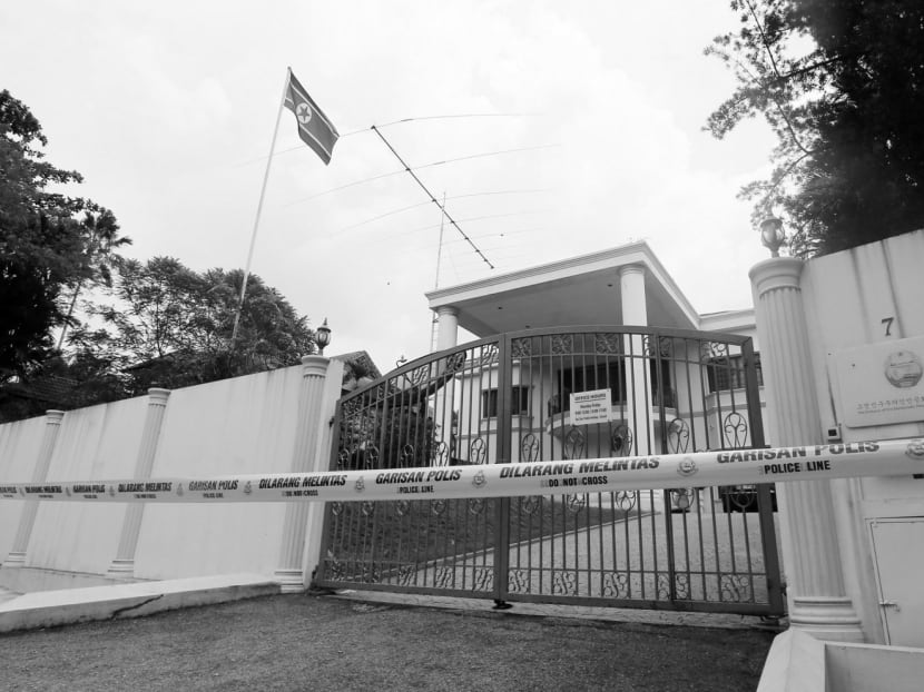 The North Korean embassy, which was sealed off, in Kuala Lumpur, Malaysia. Security surrounded the embassy within hours of Pyongyang barring Malaysians from leaving the DPRK on Tuesday. Photo: Reuters