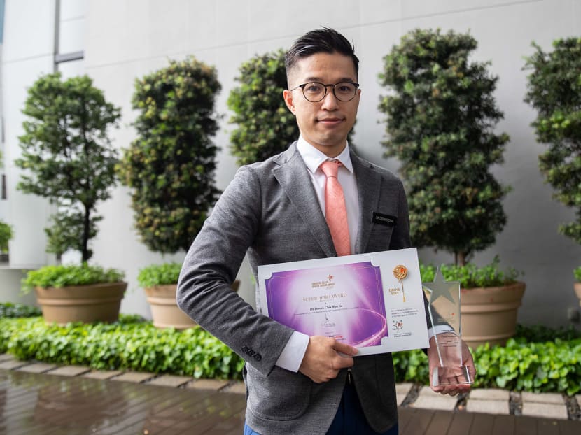 Dr Dennis Chia was awarded the Covid-19 Healthcare Superhero Award at the 11th Singapore Health Quality Service Awards held at Singapore General Hospital Campus on March 29, 2021. Dr Dennis Chia was awarded the Covid-19 Healthcare Superhero Award at the 11th Singapore Health Quality Service Awards held at Singapore General Hospital Campus on March 29, 2021.