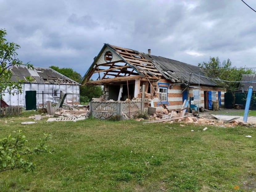 A view shows damaged buildings, after anti-terrorism measures introduced for the reason of a cross-border incursion from Ukraine were lifted, in what was said to be a settlement in the Belgorod region, in this handout image released May 23, 2023. Governor of Russia's Belgorod Region Vyacheslav Gladkov via Telegram/Handout via REUTERS/File Photo