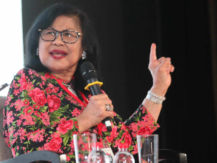Tan Sri Rafidah Aziz, Senior Independent Non-Executive Chairman of AirAsiaX, speaks at the OCBC Global Treasury Economic and Business Forum 2018 at The Ritz-Carlton, Millenia Singapore.