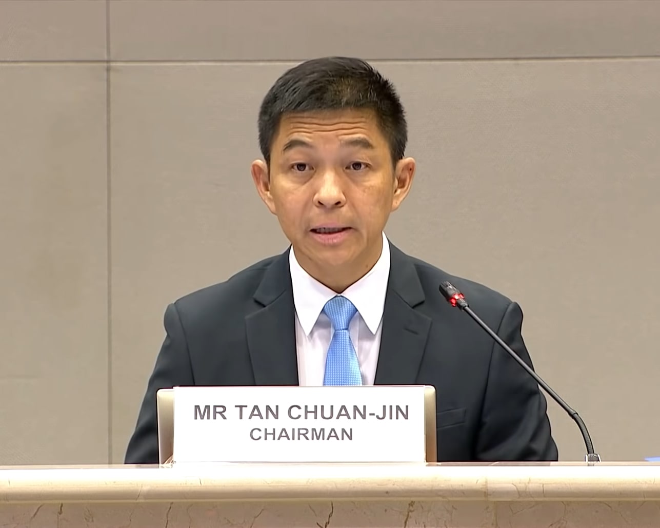 Speaker of Parliament Tan Chuan-Jin at a Committee of Privileges hearing on Dec 10, 2021. 