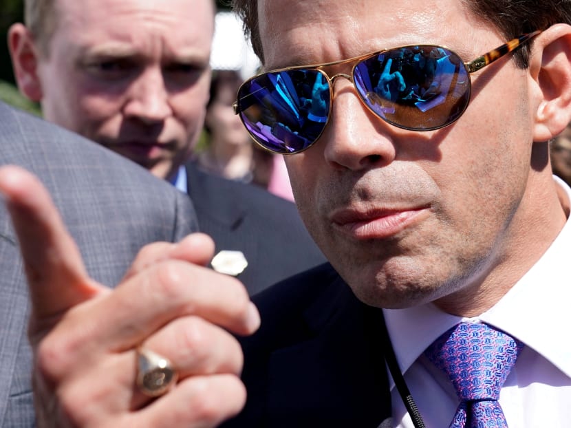 White House Communications Director Anthony Scaramucci talks to the media outside the White House in Washington, US, July 25, 2017. Photo: Reuters