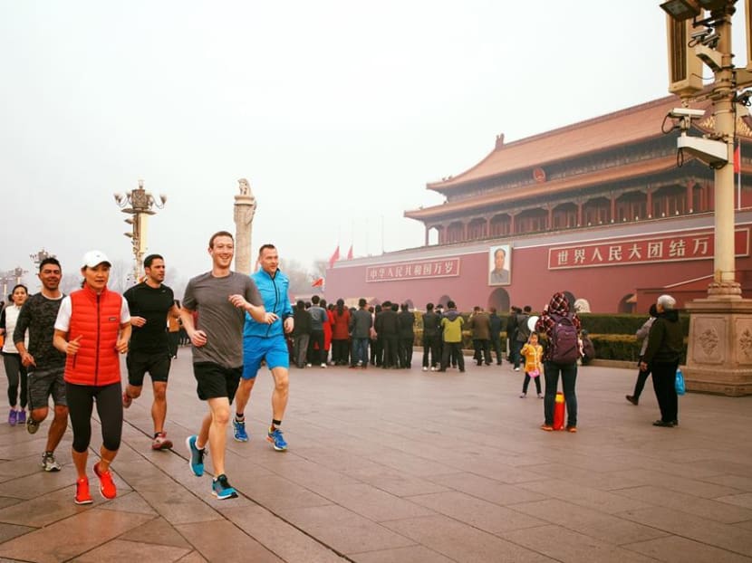 Facebook CEO Mark Zuckerberg running in Beijing. Photo: Mark Zuckerberg/Facebook