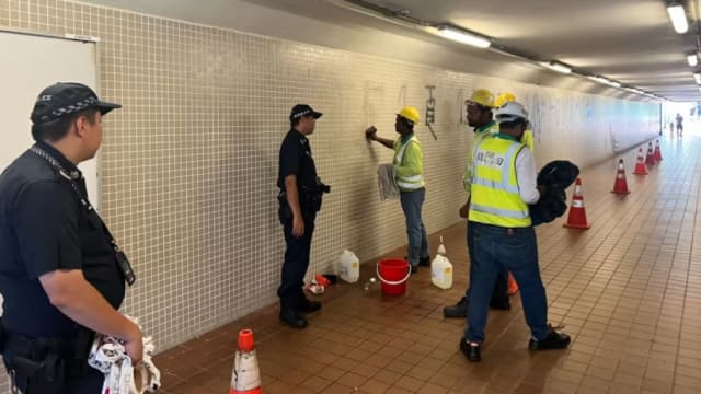 涉嫌涂鸦波那维斯达地铁站地下道墙壁 男子被捕