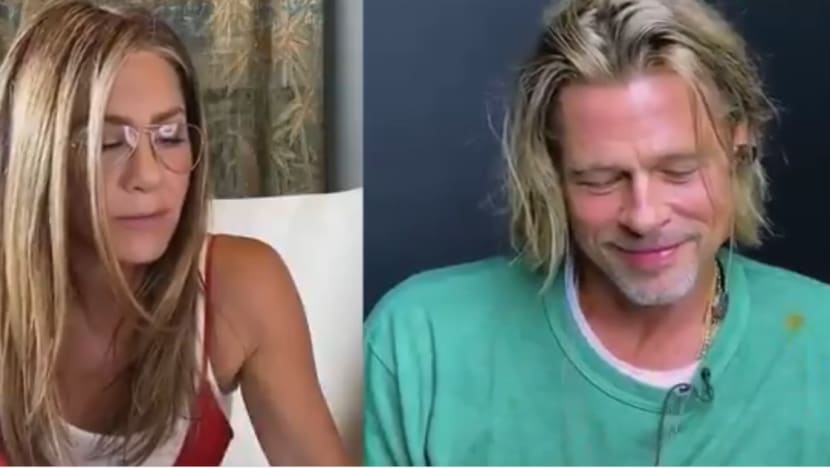 Watch Brad Pitt & Jennifer Aniston Get Flirty At Zoom Table Read Watch Brad Pitt & Jennifer Aniston Get Flirty At Zoom Table Read