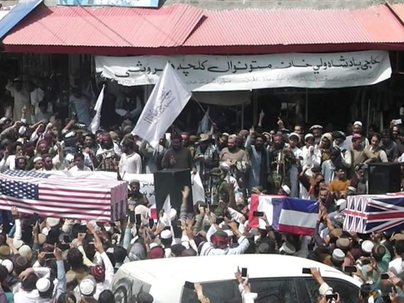 Taliban supporters hold mock US funeral as troops leave Afghanistan Taliban supporters hold mock US funeral as troops leave Afghanistan