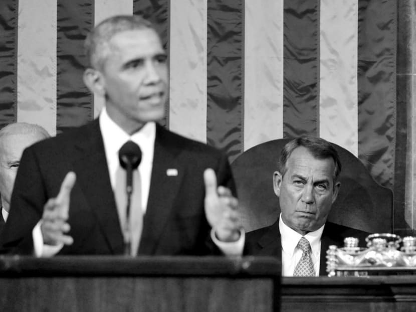 US House Speaker and Republic John Boehner (right) listening to President Obama speak. Leadership by the most powerful country is important for the production of global public goods. Unfortunately, America’s domestic political gridlock often blocks this. Photo: Reuters