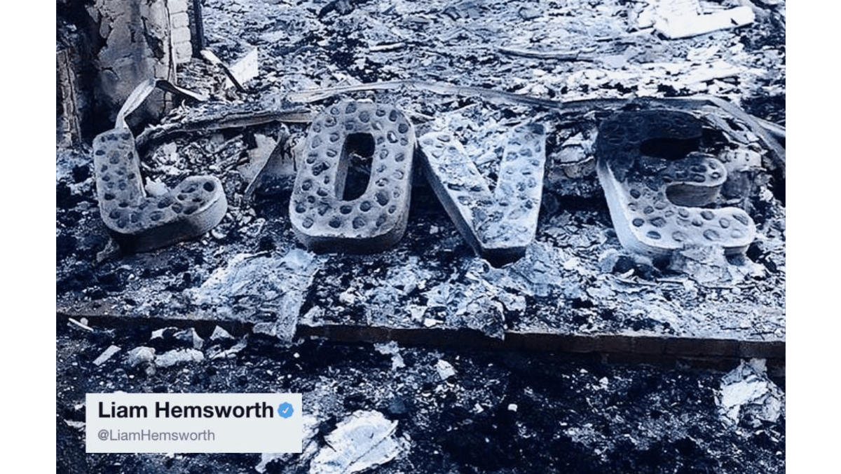 Liam Hemsworth shares picture of house remains 8days