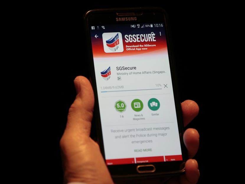 The Sg Secure app seen at the official launch of SG Secure, at SUTD on Sept 24. Photo: Jason Quah/TODAY
