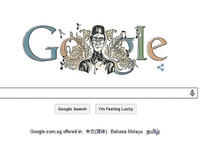 Screenshot showing Google Doodle of composer Zubir Said.