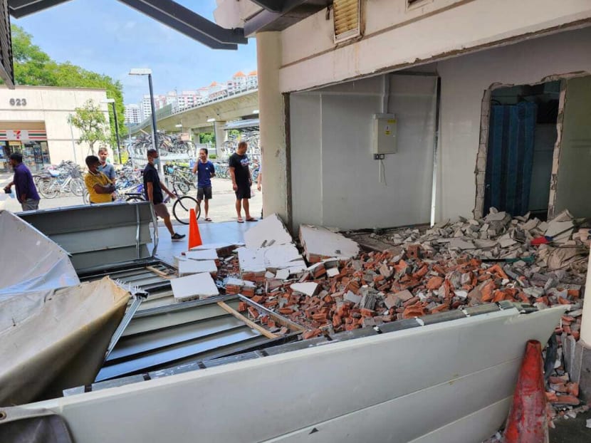 SMRT said that an internal wall of a shop unit at the MRT station had collapsed on Dec 25, 2022 during renovation.