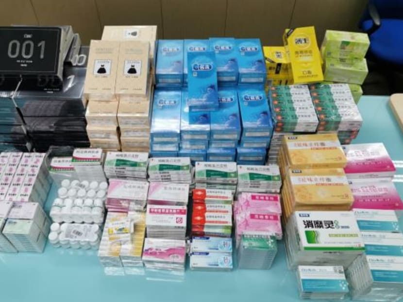 Prescription medicines and medical devices that Singapore's Health Sciences Authority seized from a residence in May 2021.