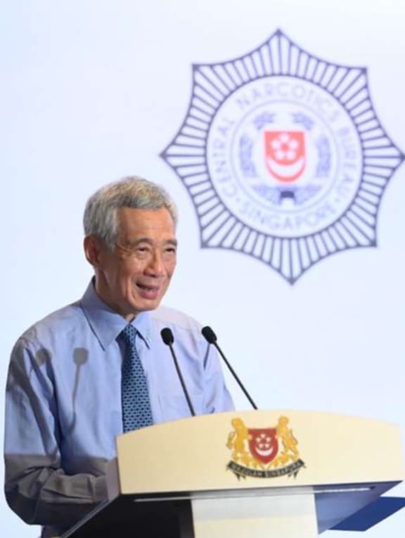 Prime Minister Lee Hsien Loong speaking at an event to commemorate the 50th anniversary of the Central Narcotics Bureau on Dec 7, 2021.