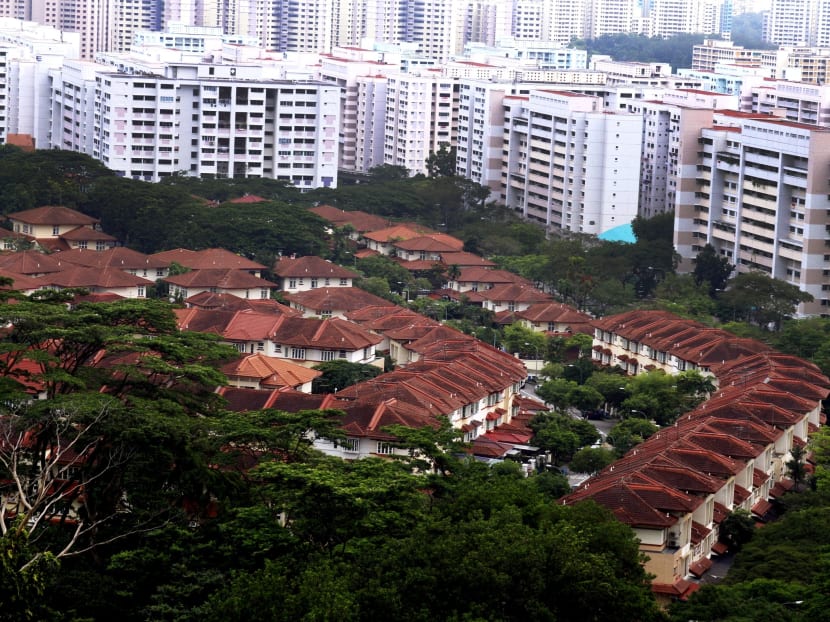 Aerial view of landed property and HDB housing along Bukit Timah. TODAY file photo