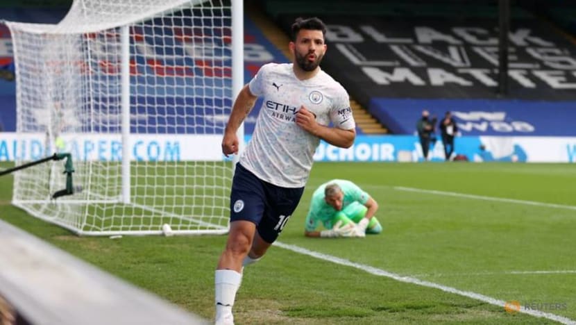 Football: Aguero fires Man City to brink of title Football: Aguero fires Man City to brink of title