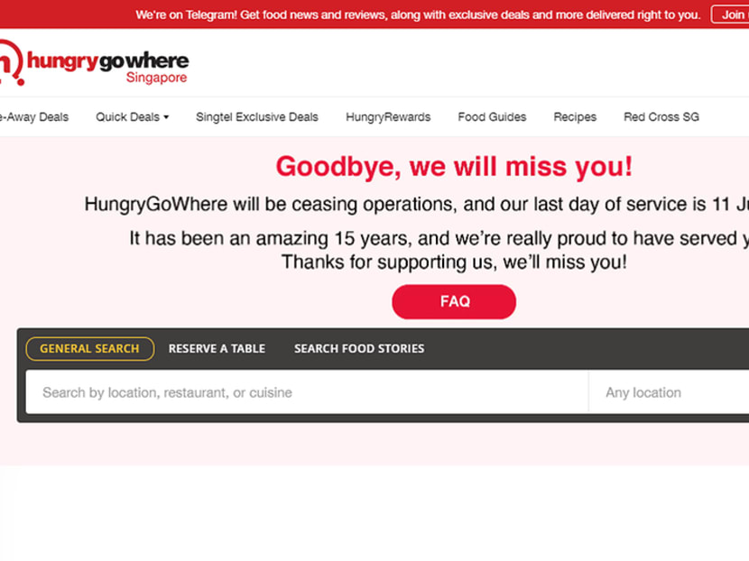 Singtel-owned F&B portal HungryGoWhere to cease operations after 15 years Singtel-owned F&B portal HungryGoWhere to cease operations after 15 years