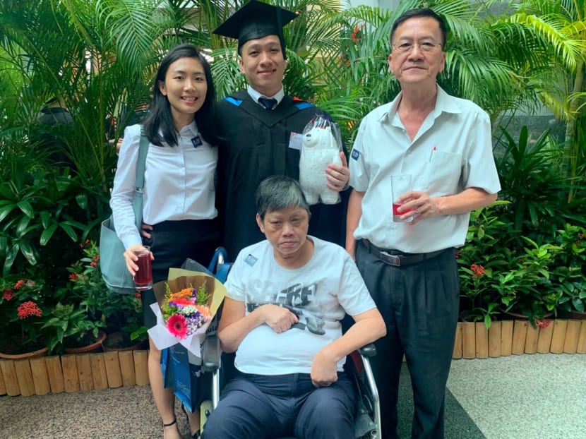 The author, seen here with his parents and girlfriend, says he does not know why he was picked as a valedictorian at his convocation ceremony.