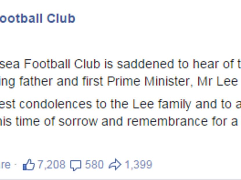 European clubs express condolences on passing of Mr Lee Kuan Yew