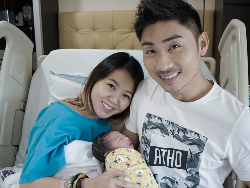 Local singers Alfred Sim and Tay Kewei welcomed their first child, a boy, on Sept 27. Photo: Cross Ratio Entertainment