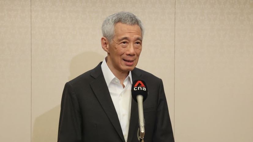 Prime Minister Lee Hsien Loong speaking to reporters at the end of a four-day working visit to Tokyo, Japan. 
