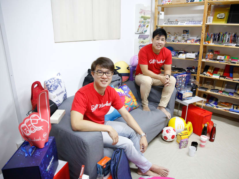 Co-founder of Gift Market Danny Zhang (right) and his business partner Reny Tham at their office on Jan 14, 2022. 