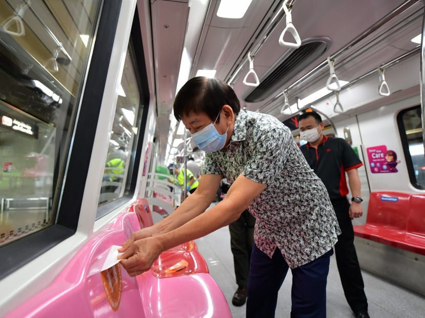 Boarding queue markers at bus interchanges and seat markers on train platforms will be removed, but seat markers at bus stops and interchanges will remain, the Land Transport Authority said.