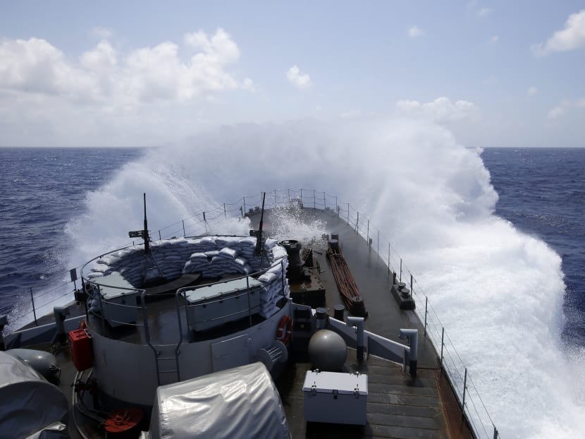 The Belgian Navy Vessel Godetia breaks waves during a migrants search and rescue mission in the mediterranean sea off the Sicilian coasts, Italy, Sunday, June 21, 2015. Photo: AP