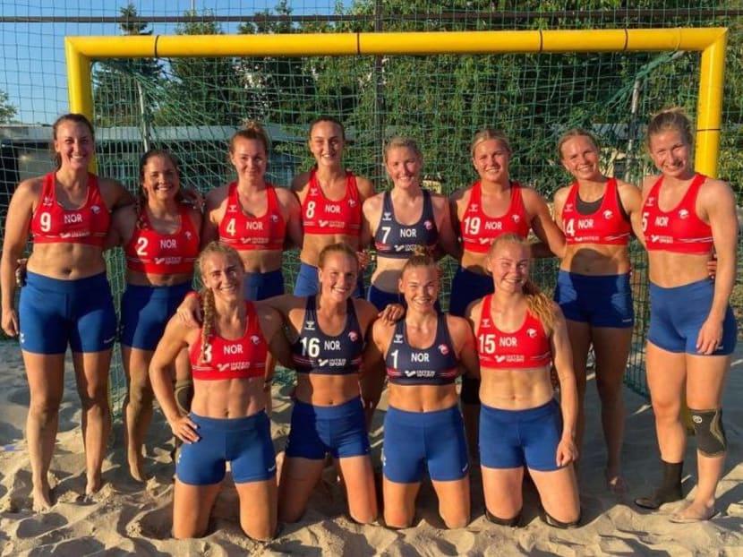 Norway's beach handball players were each fined for wearing shorts rather than the required bikini bottoms. The team wore thigh-length elastic shorts during their bronze medal match against Spain in Bulgaria on July 18, 2021 to protest against the regulation bikini-bottom design that the sport's Norwegian federation president called "embarrassing."