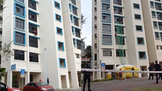 危站大巴窑组屋四楼单位墙沿 七旬老妇被捕