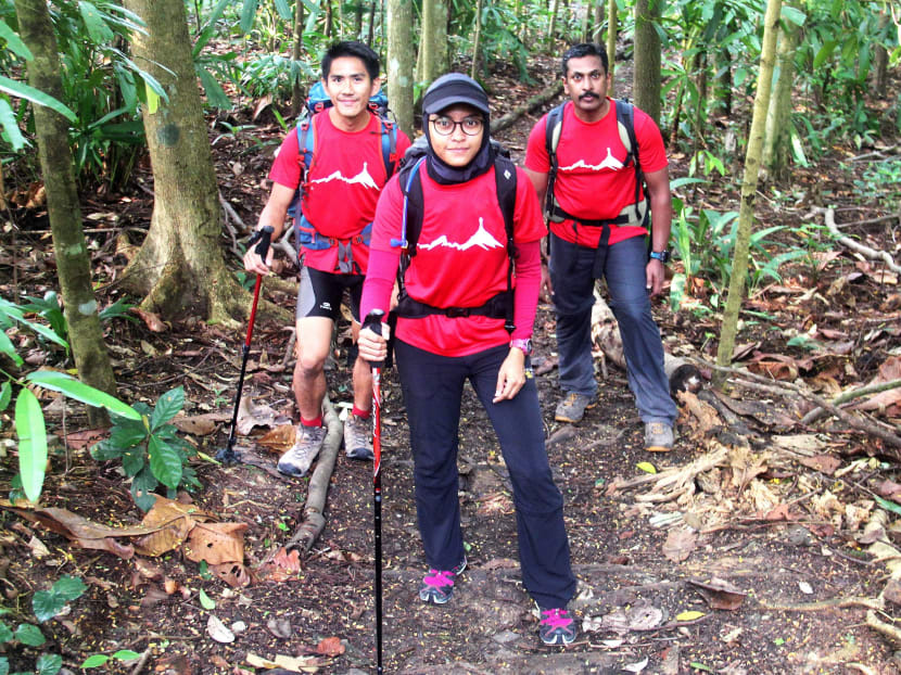 The NTU-NIE Everest Singapore team, comprising of (from left) Jeremy Tong, Nur Yusrina Ya’akob and Dr Arjunan Saravana Pillai, will draw upon their years of mountaineering experience in their bid to scale Mount Everest. Photo: NTU