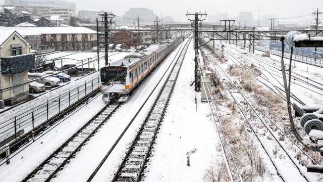 日本东京等地发布大雪预警 交通大受影响