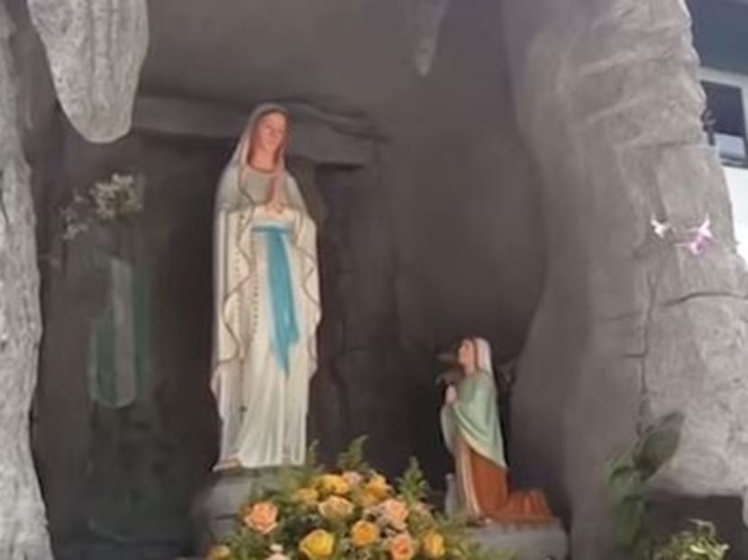 Screenshot from The Star Online video showing the statue of Virgin Mary at the St Thomas More church in Subang Jaya.