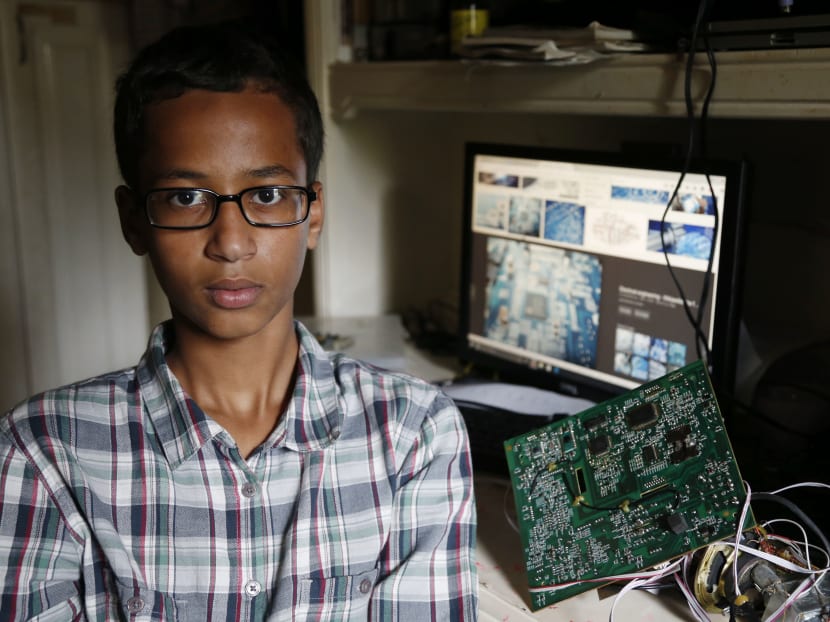 Irving MacArthur High School student Ahmed Mohamed, 14, poses for a photo at his home in Irving, Texas on Tuesday, Sept 15, 2015. Photo: AP