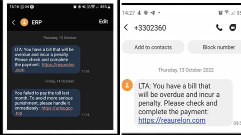 ERP tolls phishing scams: About S$22,000 lost in less than a week ERP tolls phishing scams: About S$22,000 lost in less than a week