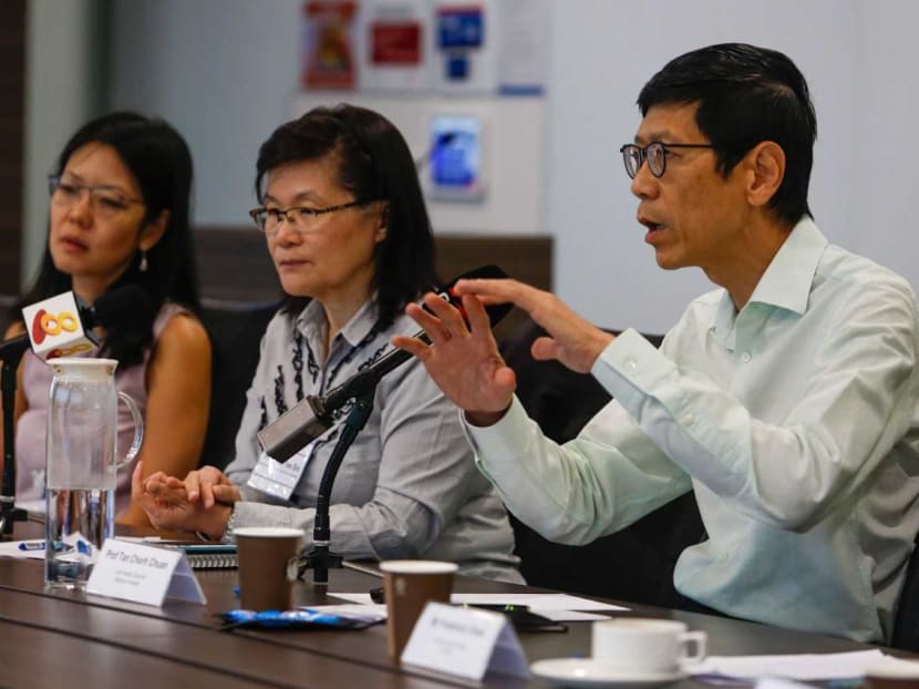 Professor Tan Chorh Chuan (right), chief health scientist with the Ministry of Health, speaking at a media conference on Feb 10, 2020. Professor Tan Chorh Chuan (right), chief health scientist with the Ministry of Health, speaking at a media conference on Feb 10, 2020.