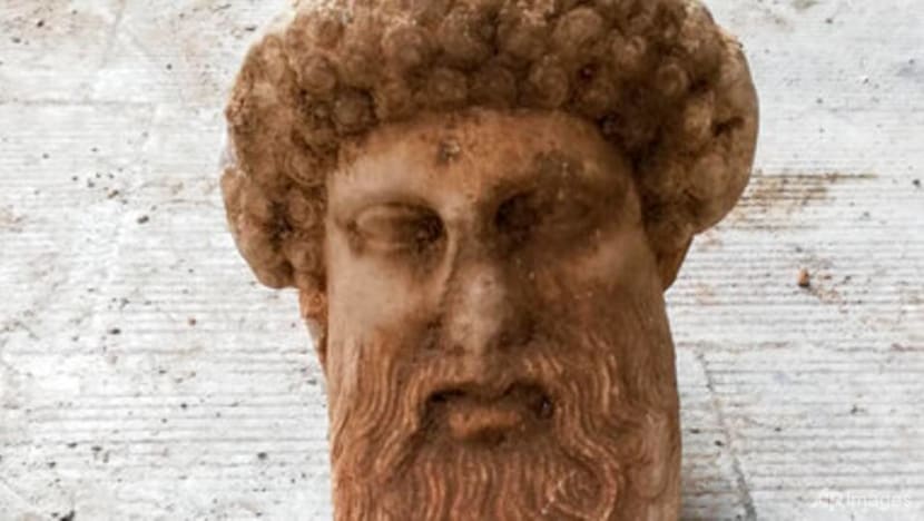 Ancient Greek god's bust found during Athens sewage work Ancient Greek god's bust found during Athens sewage work