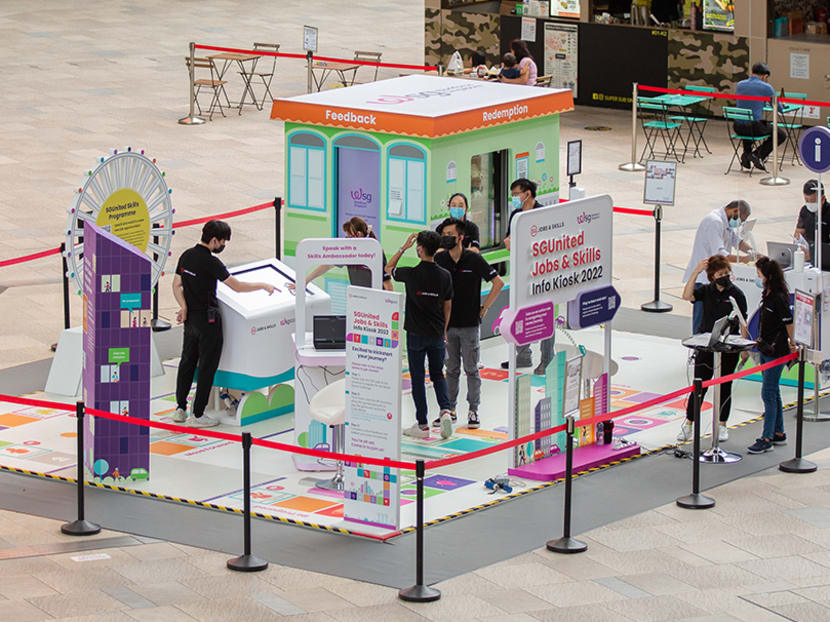 An exhibition by government agency Workforce Singapore at PLQ Mall in February 2022. 